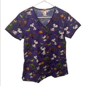 Peanuts Halloween Scrub Top